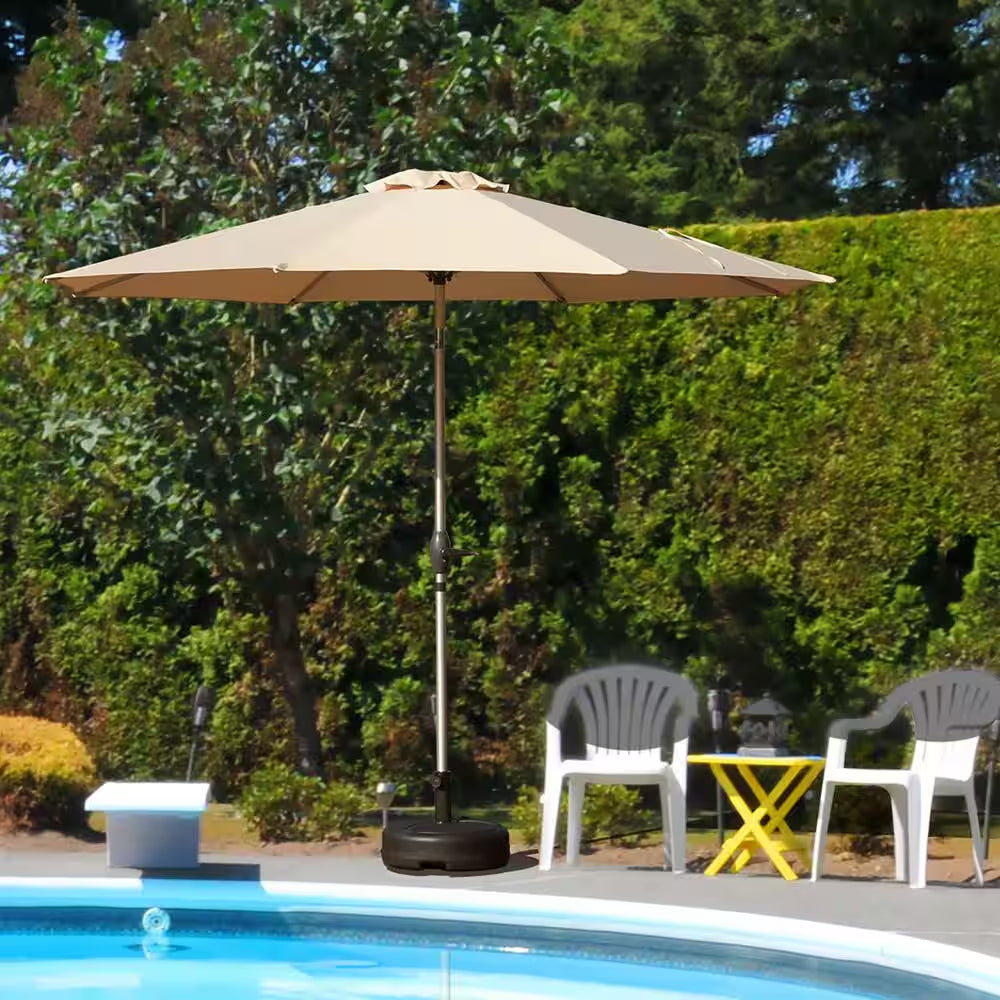 9 Ft. Outdoor Table Market Umbrella with Push Button Tilt and Crank, UV Protection Waterproof Market Sun Umbrella