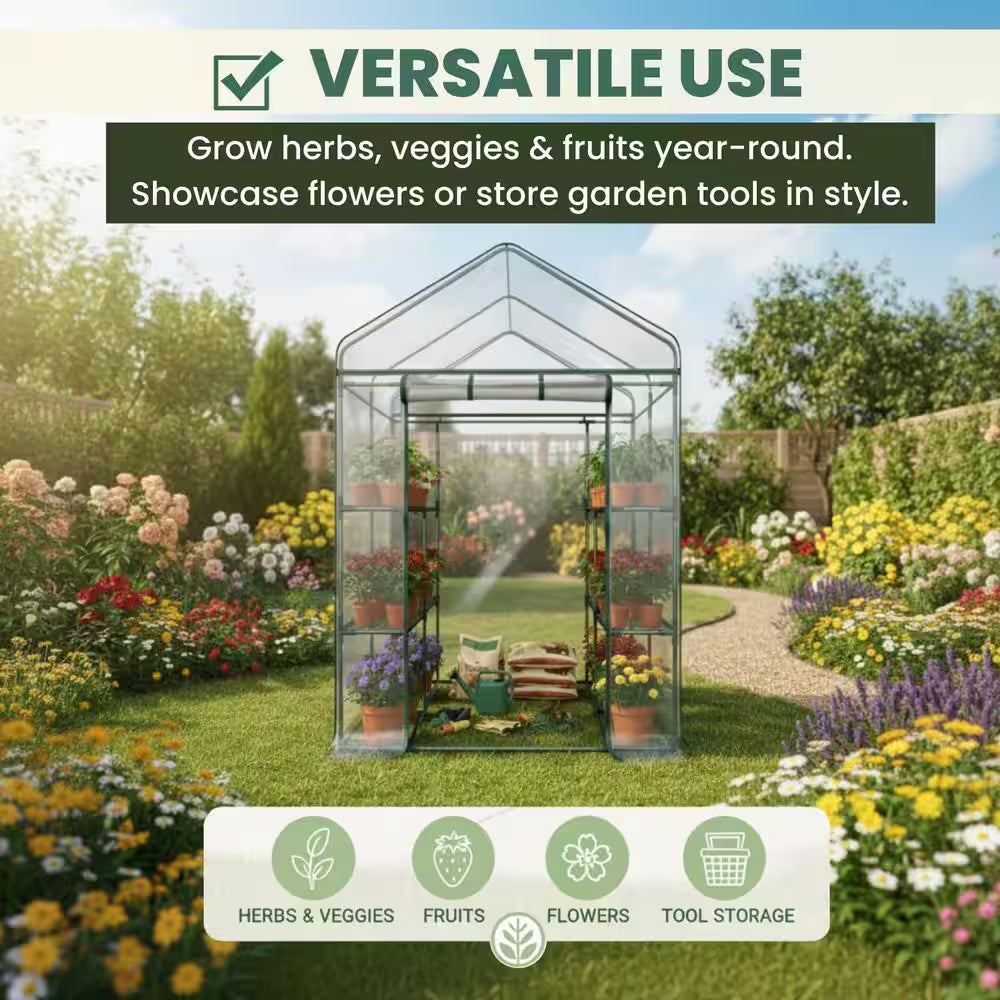 4.7 Ft. W X 4.7 Ft. D X 6.4 Ft. H Walk-In Indoor/Outdoor Greenhouse