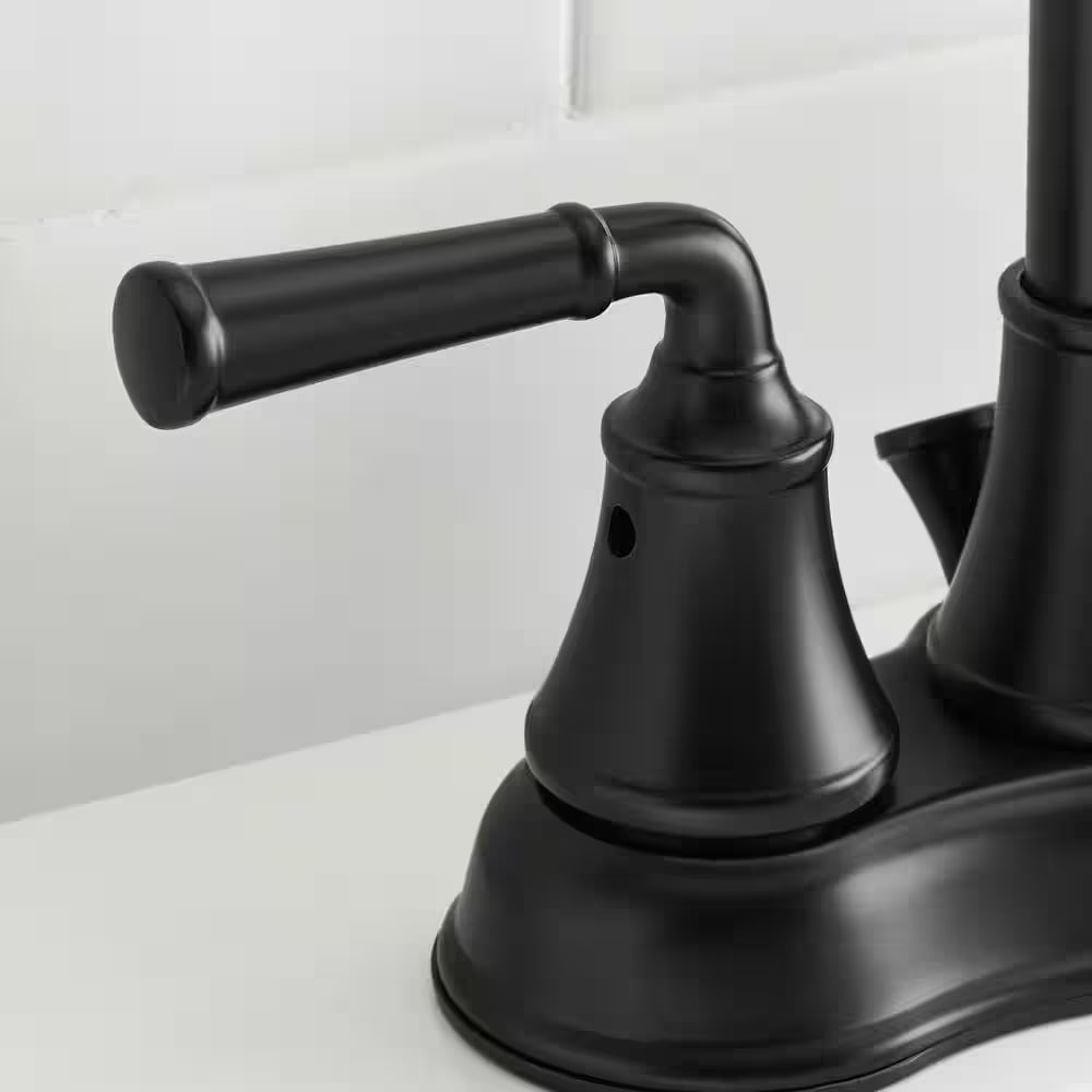 Dunston 4 In. Centerset Double Handle High-Arc Bathroom Faucet in Matte Black