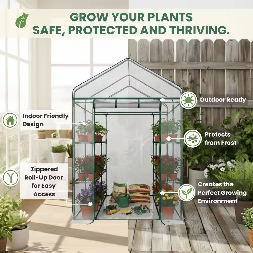 4.7 Ft. W X 4.7 Ft. D X 6.4 Ft. H Walk-In Indoor/Outdoor Greenhouse