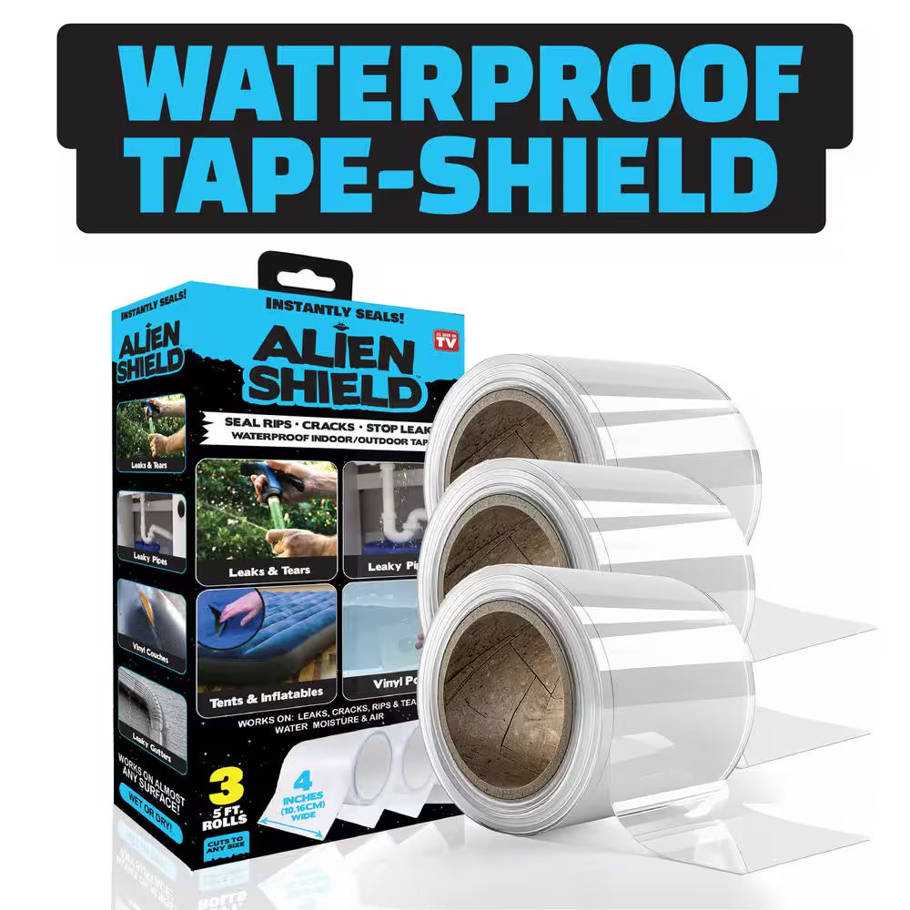 Alien Shield 4 In. Wide X 5 Ft. Long Transparent Ultra-Durable Waterproof Indoor and Outdoor Tape (3-Pack)