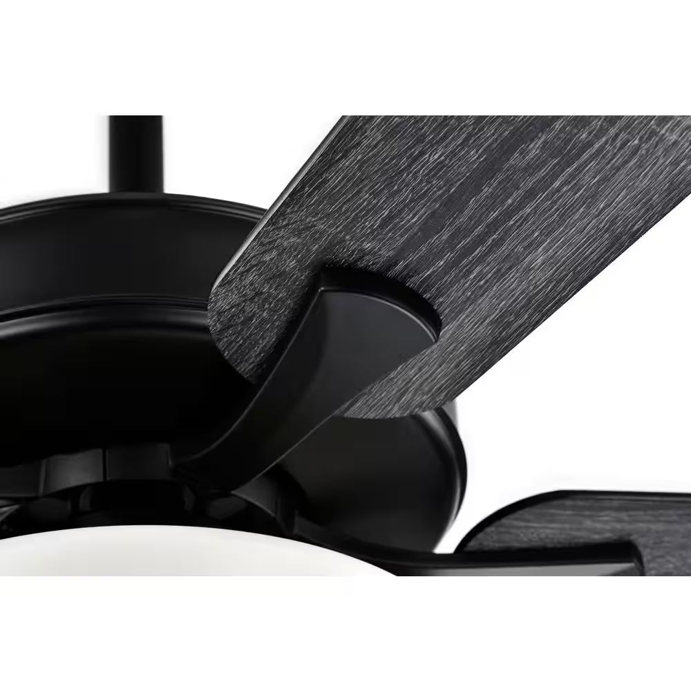52 In. Matte Black 5-Blade Integrated LED 6-Speed Indoor Ceiling Fan with Light Kit and Remote Control