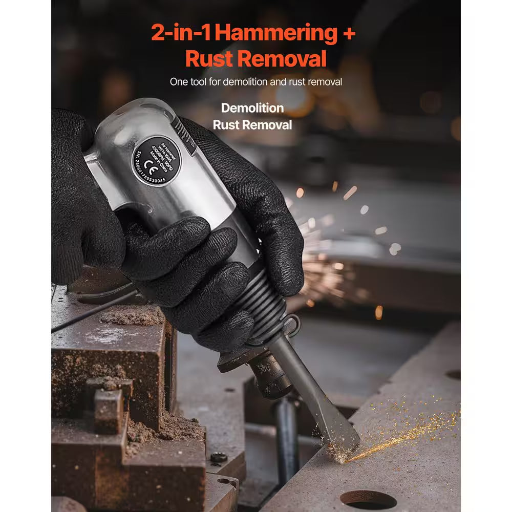 Air Hammer, 4500BPM Pneumatic Hammer with Rust Removal Air Needle Scaler and 4-Pieces Chisels round Shank, Air Chisel