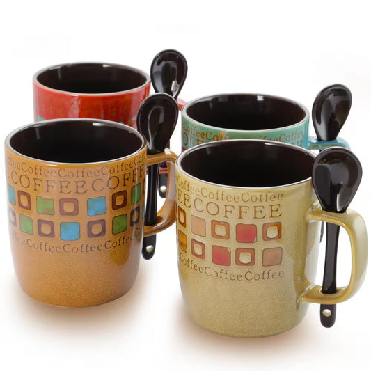 Cafe Americano 13 Oz. Assorted Color Mugs (Set of 4)