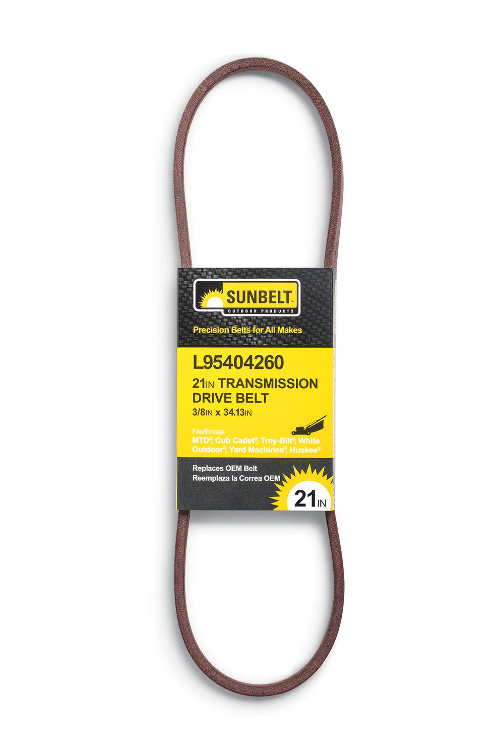 3/8-In X 34.13-In Transmission Drive Belt, for 21-In for Push Lawn Mowers, Replaces OEM Part Number 75404260, 95404260, 754-04260, 954-04261