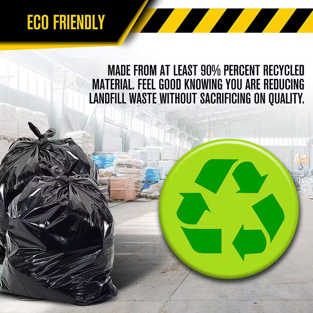 Heavy-Duty 55 Gal. Contractor Bags - (40-Count, 3 Mil) - 38 In. X 58 In. Large Black Plastic Trash Can Liners