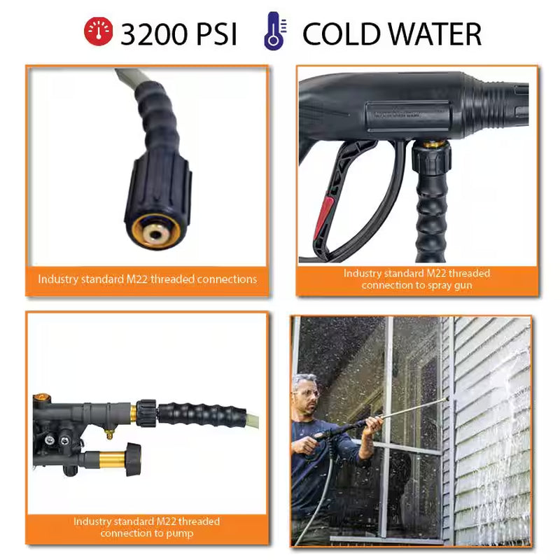 1/4 In. X 25 Ft. Hose 3200 PSI Compatible with Power Washer, Simpson, Ryobi, Westinghouse and Others with M22 Connectors