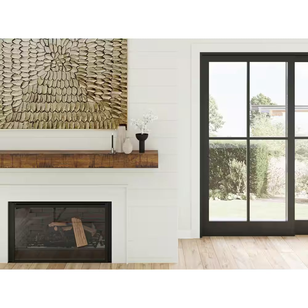 36 In. W X 5.5 In. H X 6.25 In. D Aged Oak Rustic Fireplace Cap-Shelf Mantel