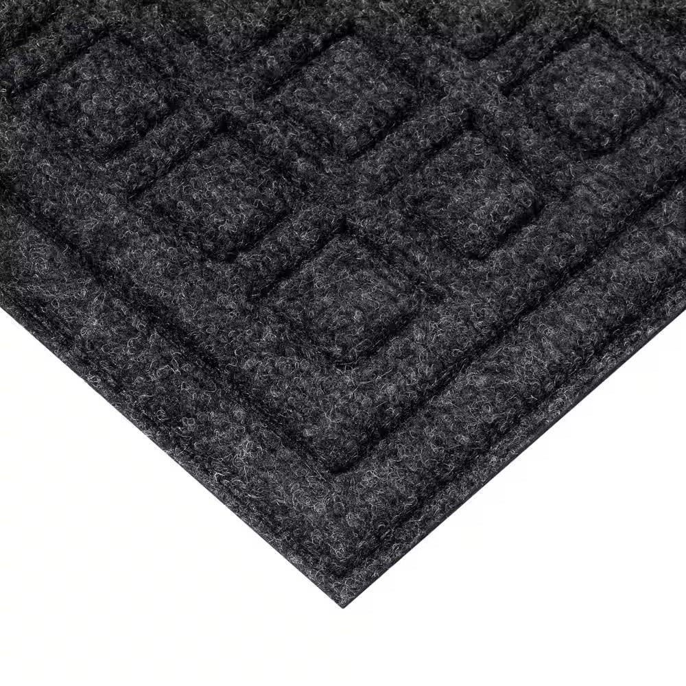 Recycled Black 24 In. X 36 In. Fiber and Rubber Non-Slip Indoor Outdoor Commercial Door Mat