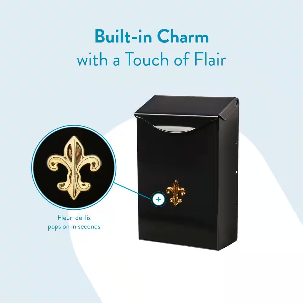 City Classic Black, Small, Steel, Vertical, Wall Mount Mailbox