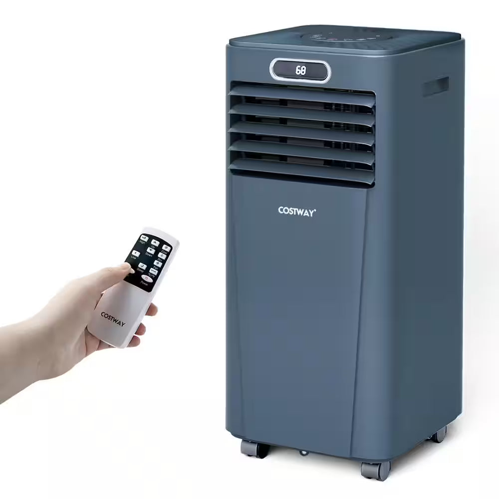 8000BTU (ASHRAE) 5000 BTU (DOE) Portable Air Conditioner Cools 220 Sq. Ft. with Remote Control in Blue