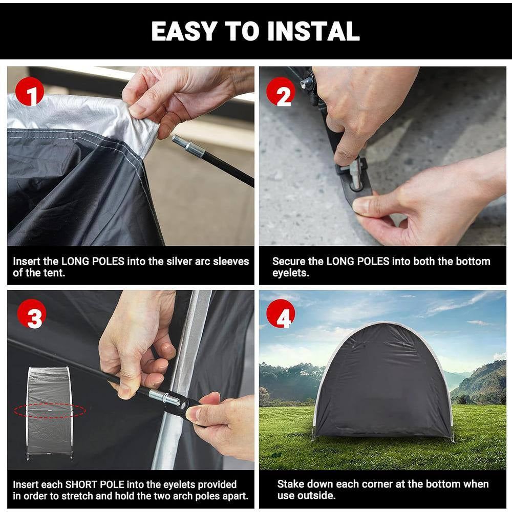 Bike Storage Shed Tent 6.9 Ft. X 4.9 Ft. Portable Foldable Outdoor Bicycle Cover Shelter with Double Doors for 3-4 Bikes