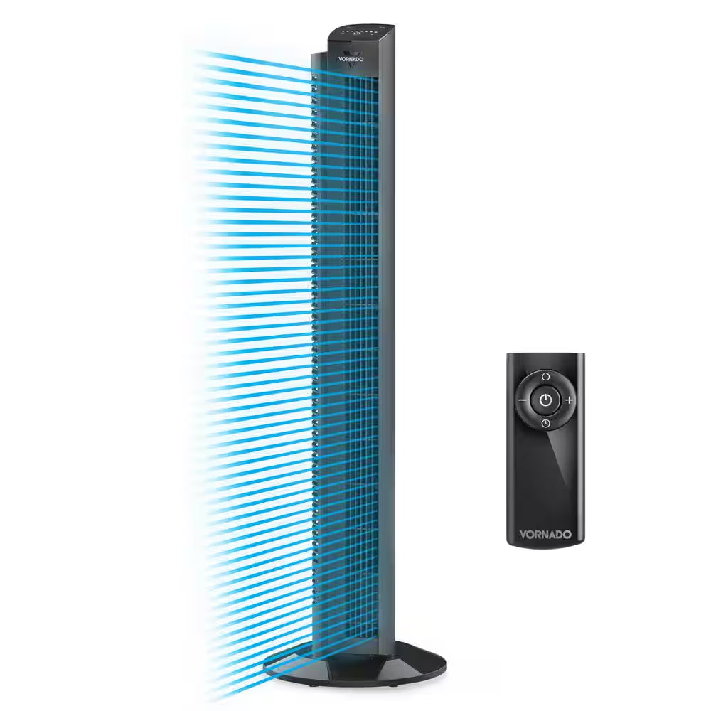 OZI42 42 In. 5-Speed Tower Fan in Black with Remote Control, Oscillation and Timer