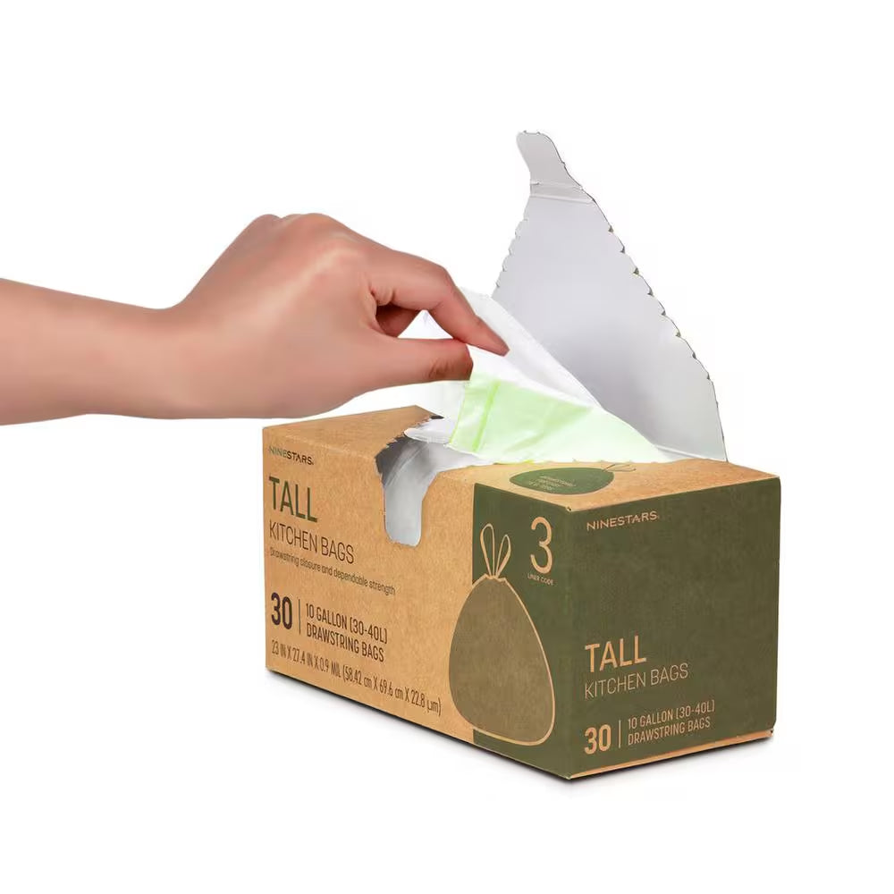 10 Gal. - 13 Gal. Tall Kitchen Drawstring Closure Trash Bags (30-Count)