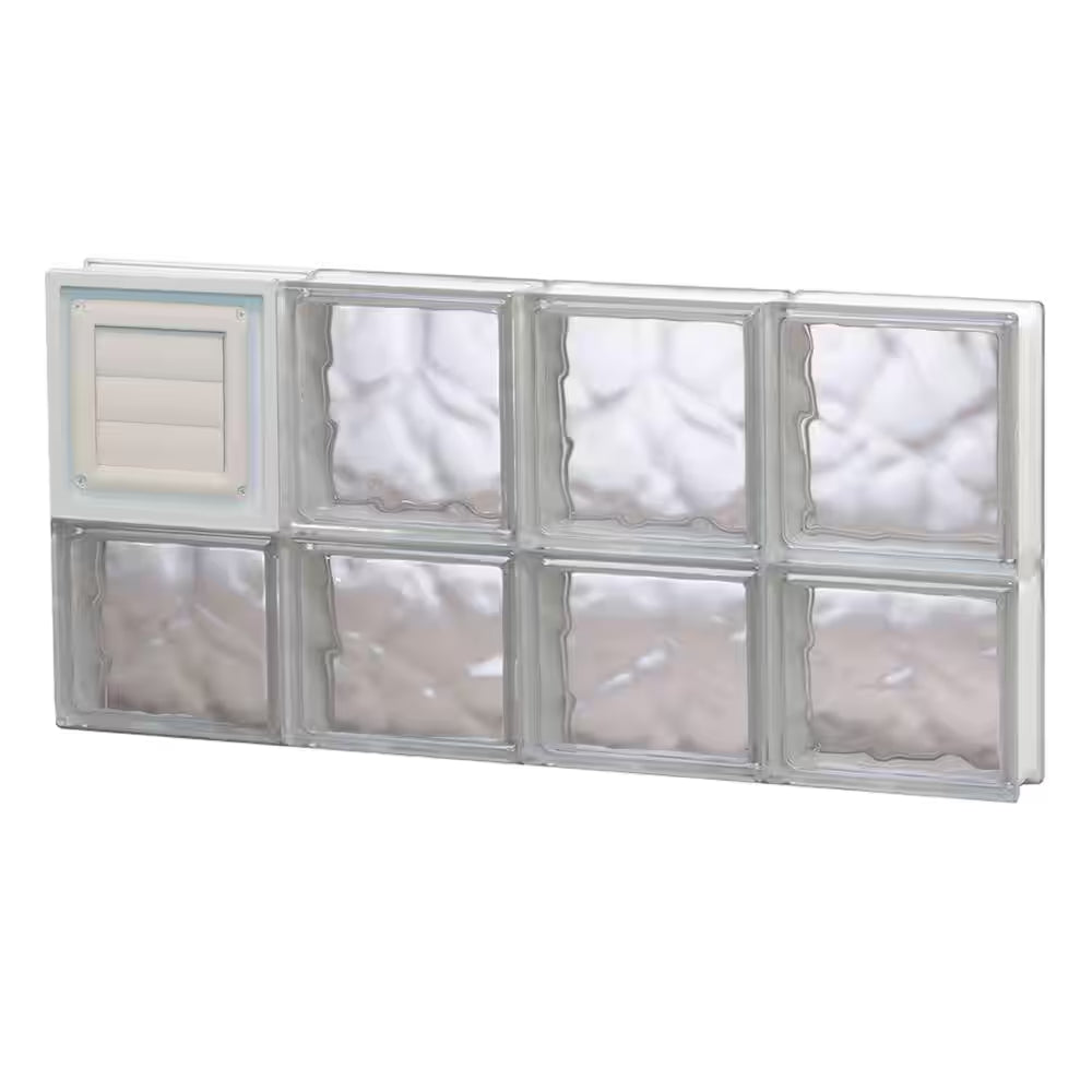 31 In. X 13.5 In. X 3.125 In. Frameless Wave Pattern Glass Block Window with Dryer Vent