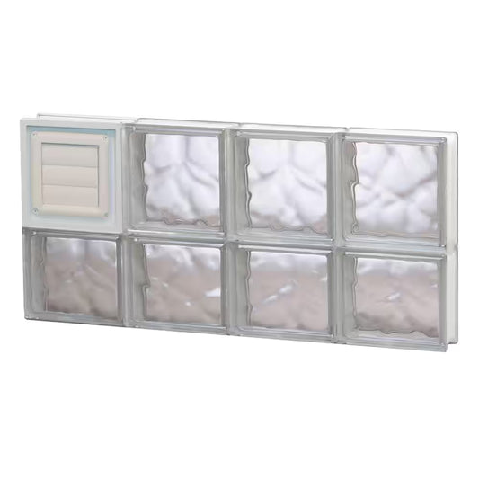 31 In. X 13.5 In. X 3.125 In. Frameless Wave Pattern Glass Block Window with Dryer Vent