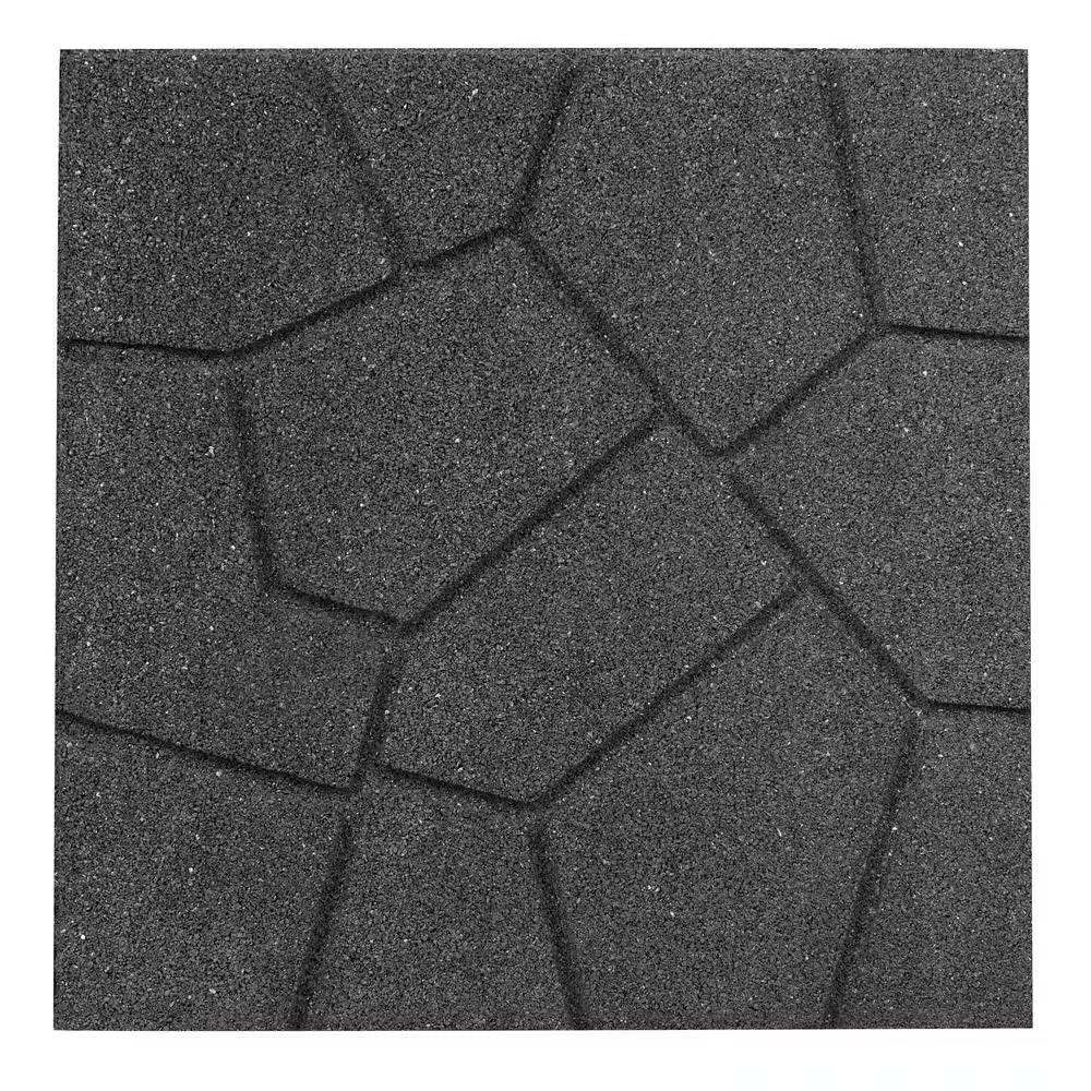 16 In. X 16 In. X 3/4 In. Gray Dual-Sided Rubber Paver (9-Pack)