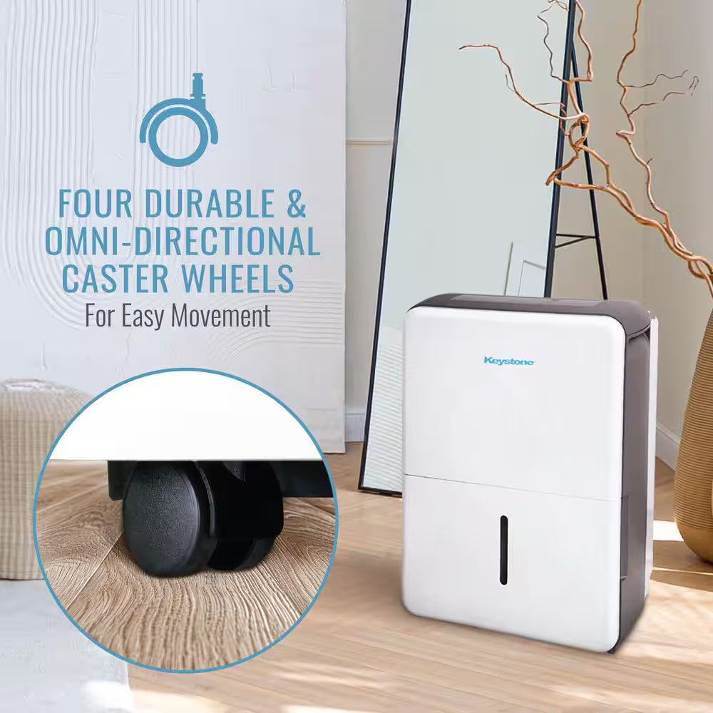 22 Pt. 1,500 Sq. Ft. Portable Dehumidifier for Large Rooms in White with Auto-Shutoff and Timer