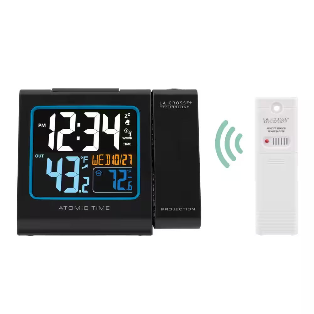 5 In. Color Projection Atomic Digital Alarm Clock with Outdoor Temperature