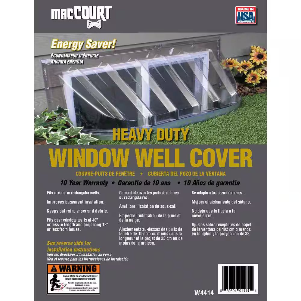 44-1/4 In. X 12 In. Rectangular Plastic Heavy Duty Window Well Cover