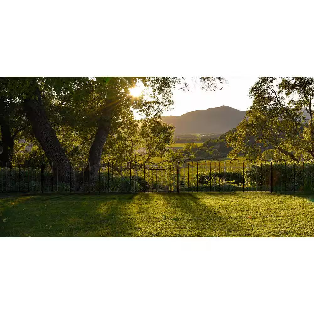 Empire/Westbrook 28 In. Black Steel Decorative Garden Fence Gate