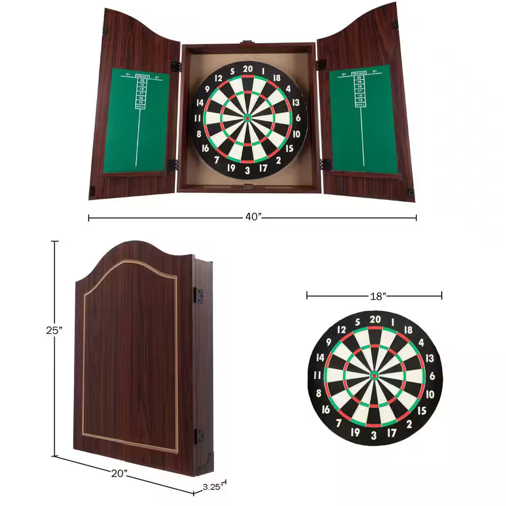Dart Board Cabinet Set in Walnut