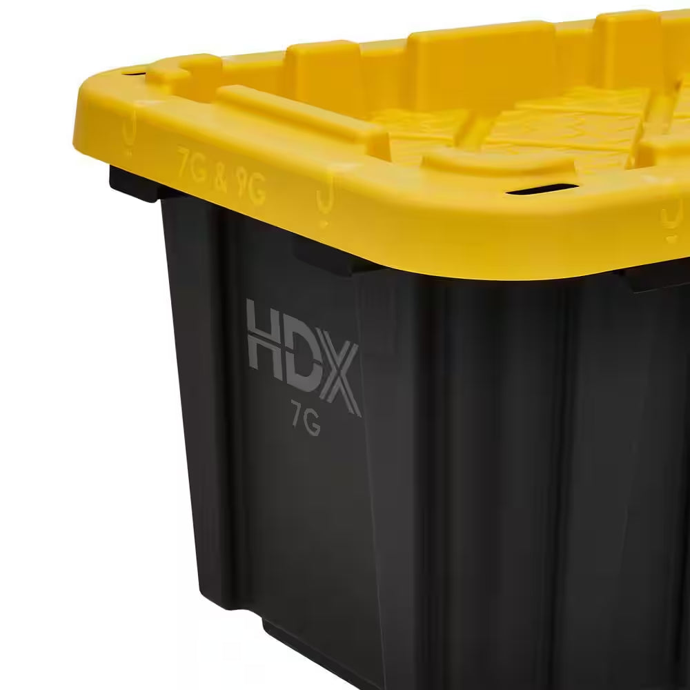 7 Gal. Tough Storage Tote in Black with Yellow Lid