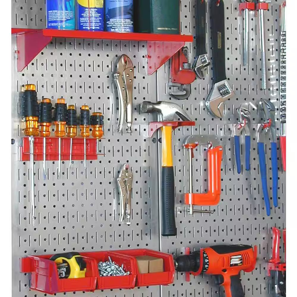 32 In. X 32 In. Overall Size Shiny Galvanized Steel Pegboard Pack with Two 32 In. X 16 In. Pegboards