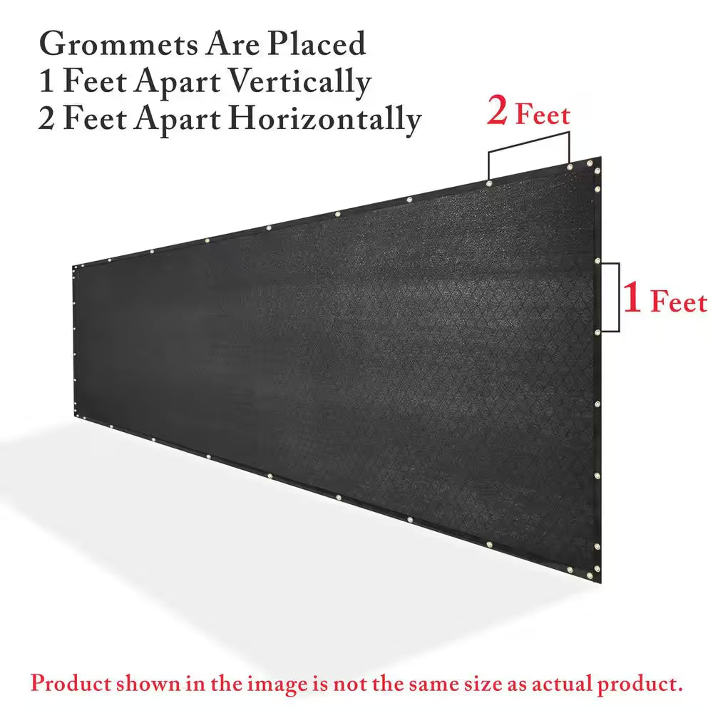 6 Ft. X 50 Ft. Black Privacy Fence Screen Mesh Fabric Cover Windscreen with Reinforced Grommets for Garden Fence