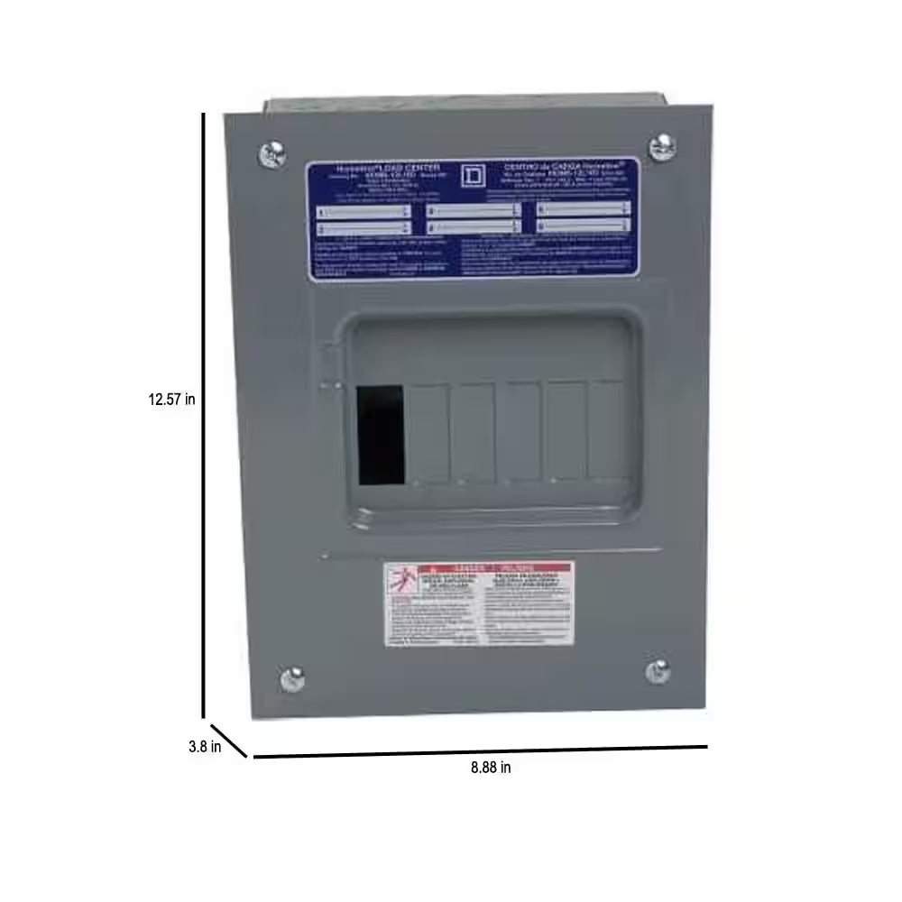 Homeline 100 Amp 6-Space 12-Circuit Indoor Flush Mount Main Lug Load Center with Cover No Door(Hom612L100Fcp)