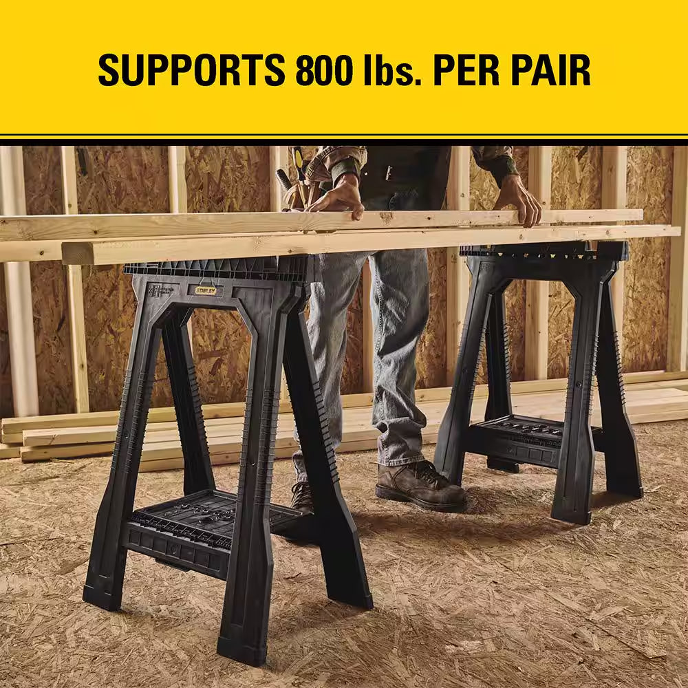 4 In. W X 32 In. H Plastic Folding Sawhorse (2 Pack)