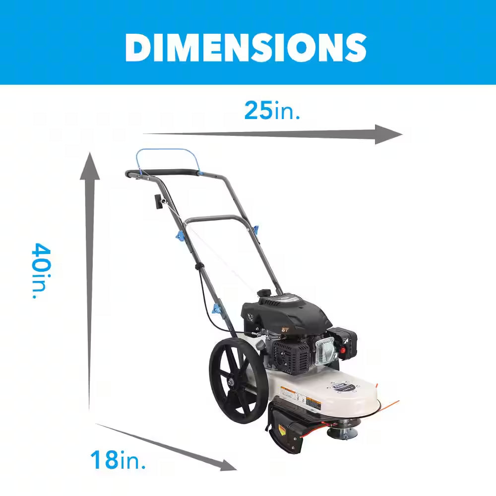 22 In. 173Cc Gas Recoil Start Walk-Behind Push Field String Trimmer Mower with Adjustable Trimmer Head