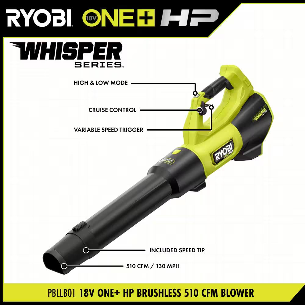 ONE+ HP 18V Brushless 16 In. Cordless Battery Walk behind Push Lawn Mower & Blower W/ (2) 4.0 Ah Batteries & (1) Charger