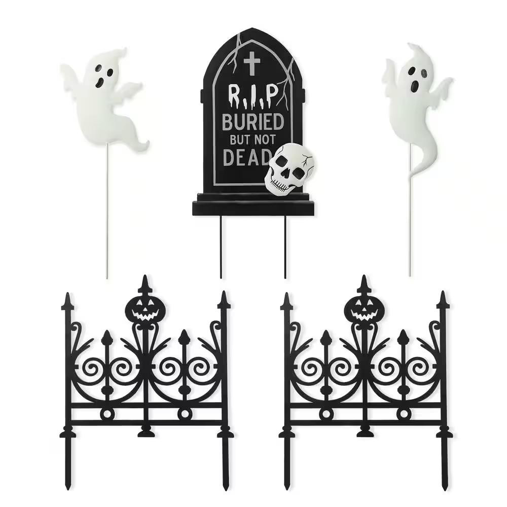 24 In. H Halloween Metal Graveyard Set Yard Stake (Set of 5)