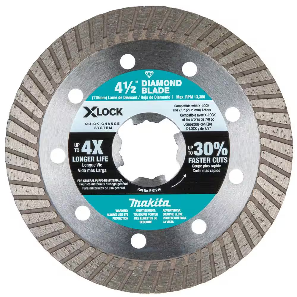X-LOCK 4-1/2 In. Turbo Rim Diamond Blade for Masonry Cutting