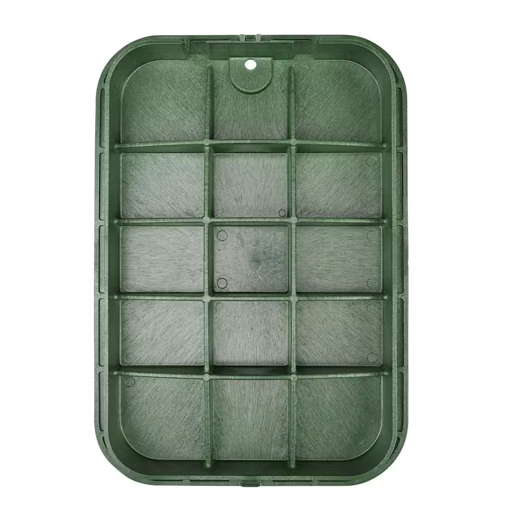 14 In. X 19 In. Rectangular Valve Box and Cover, Black Box, Green ICV Cover