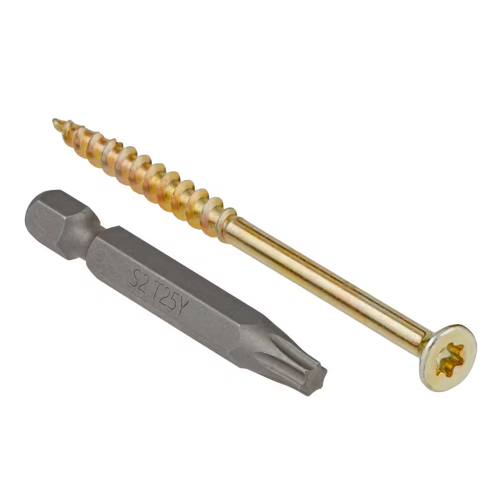 #9 X 3 In. Yellow Zinc Star Torx Drive Flat Head Wood Construction Screw (900-Piece)