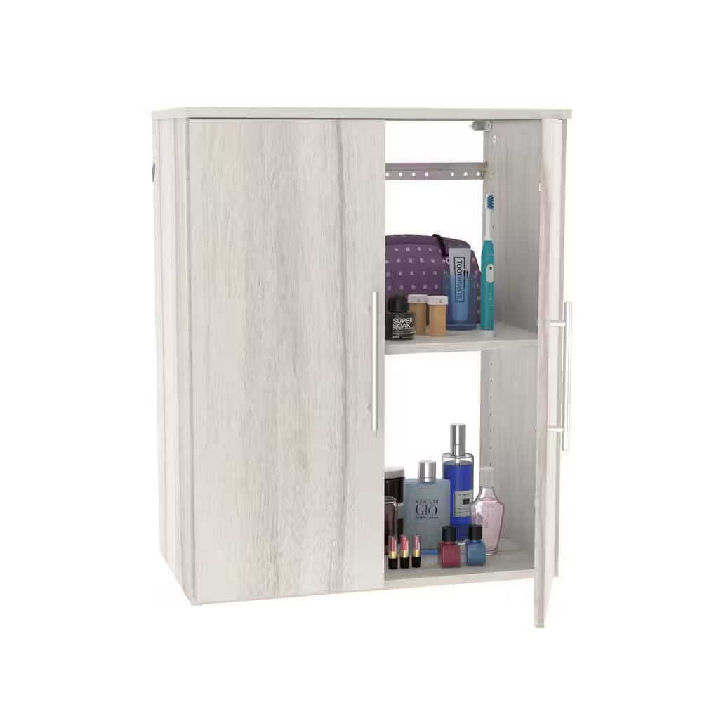 Style+ 14.59 In. D X 25.12 In. W X 31.28 In. H Bleached Walnut Laundry Room Floating Cabinet Kit with Modern Doors
