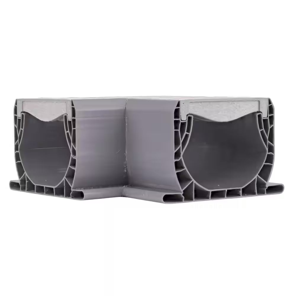 Spee-D Channel Drain 90 Degree Elbow and Grate, Gray Plastic
