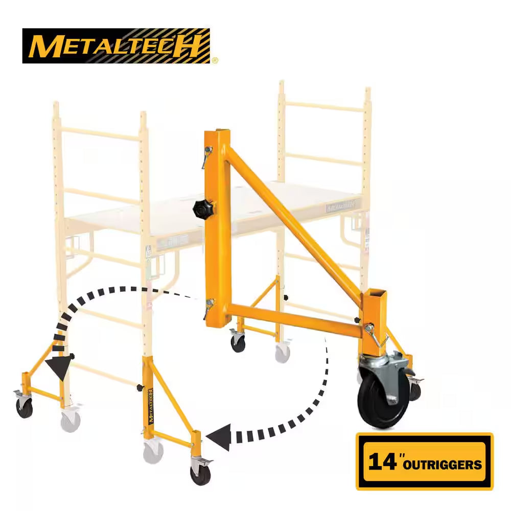 14 In. Scaffold Outriggers with 5 In. Heavy Duty Caster Wheels, Compatible with  Baker Scaffolding, 4-Pack