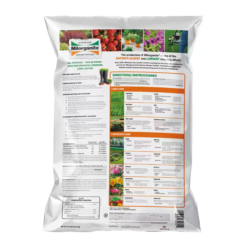 32 Lb. 2,500 Sq. Ft. Organic Slow-Release Nitrogen Lawn and Garden Dry Lawn Fertilizer 6-4-0