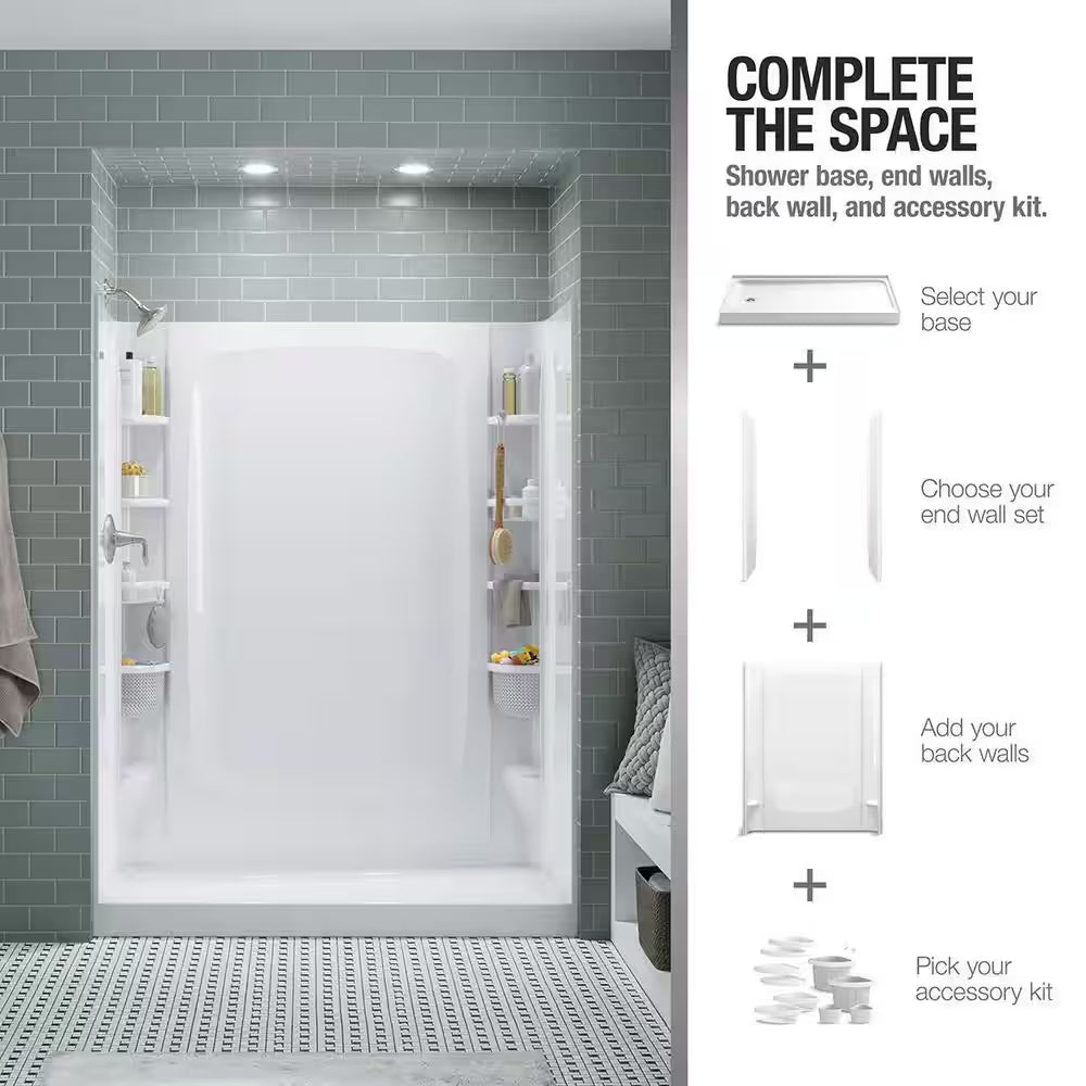 STORE+ 36 In. X 76 In. 1-Piece Direct-To-Stud Alcove Shower Back Wall in White