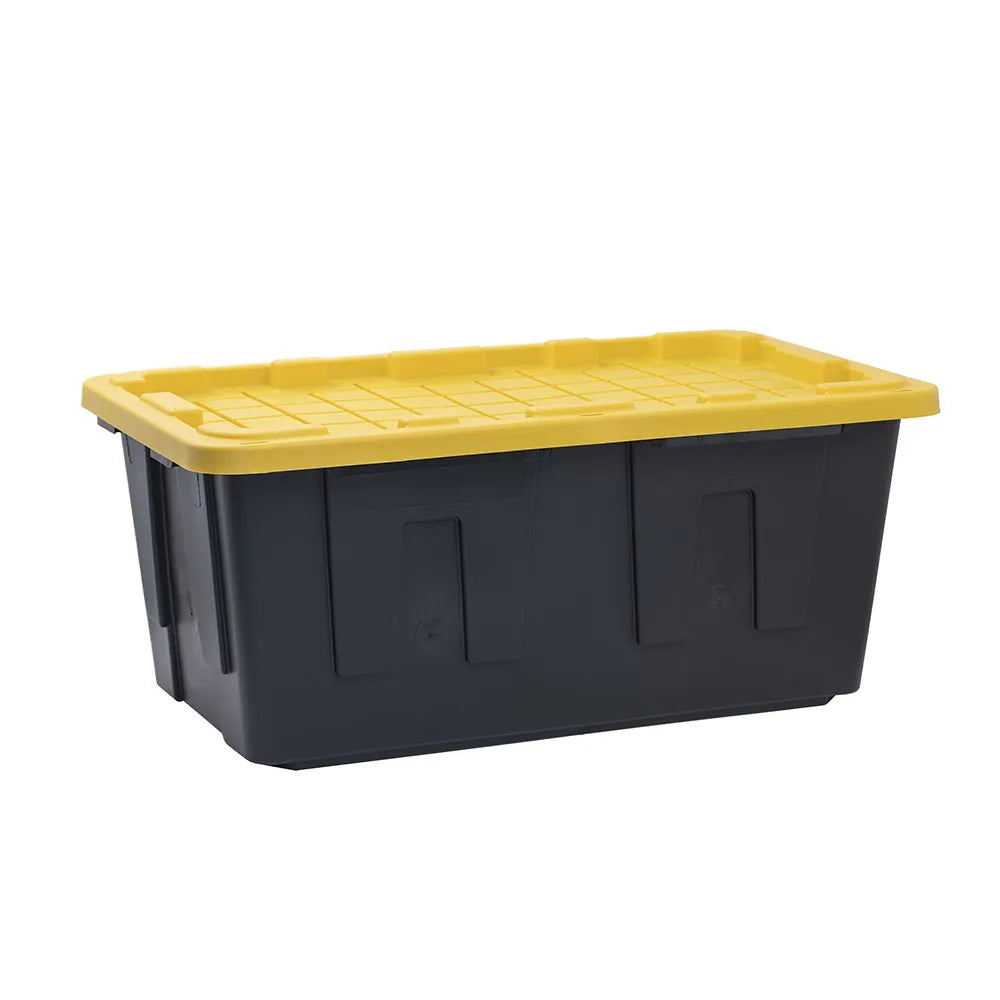 Commander X-Large 40 -Gallons ( 160 -Quarts ) Black and Yellow Heavy Duty Stackable Tote with Standard Snap Lid
