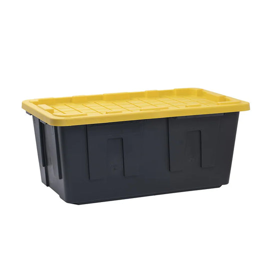 Commander X-Large 40 -Gallons ( 160 -Quarts ) Black and Yellow Heavy Duty Stackable Tote with Standard Snap Lid