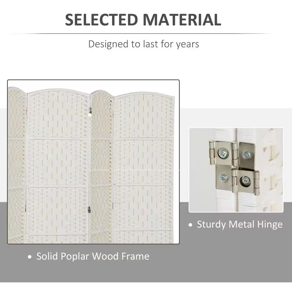 70.9 In. Room Divider, 6 Panels Folding Privacy Screen, Portable Wicker Weave Partition Wall Divider for Bedroom