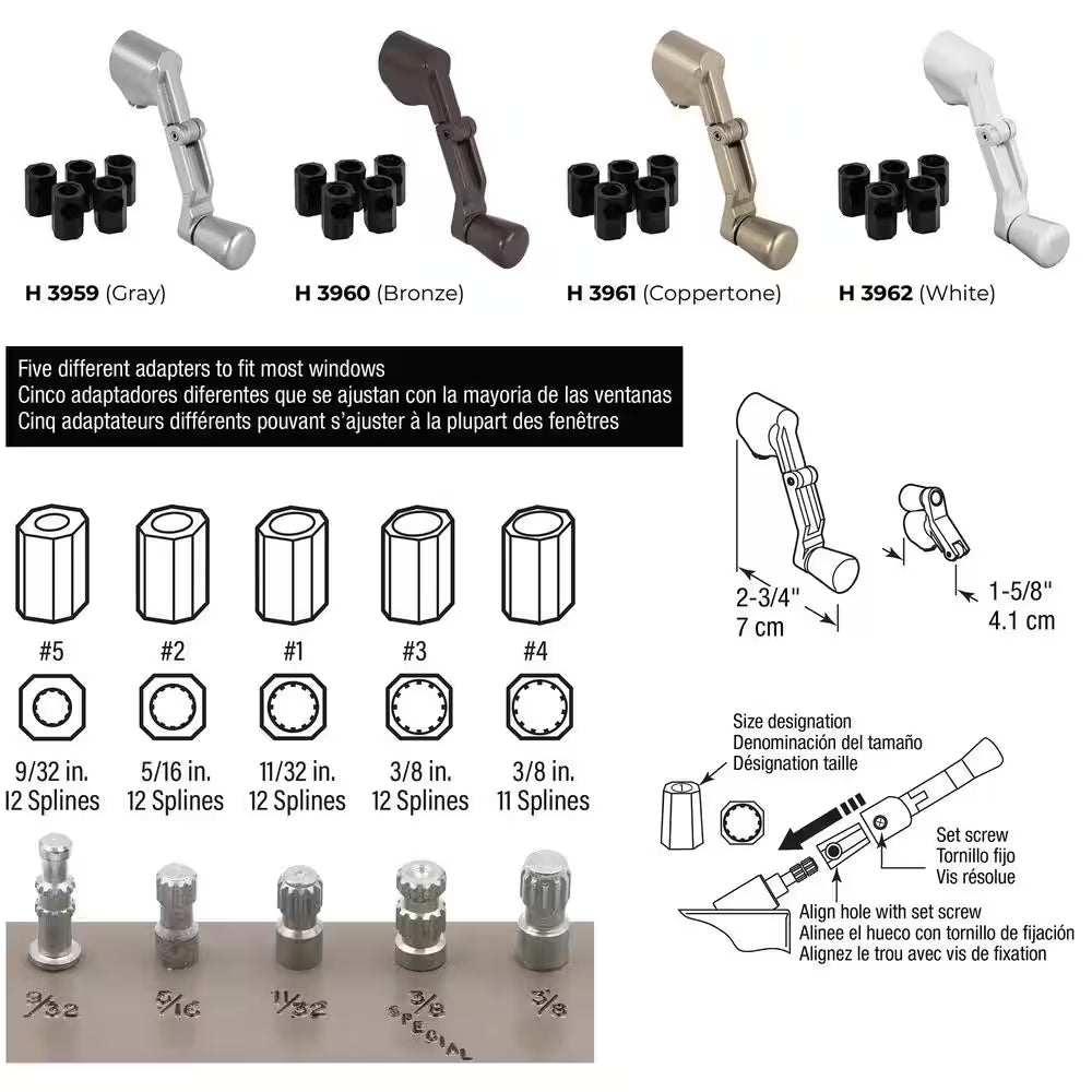 Universal Diecast White Folding Crank Handle for Casement Windows