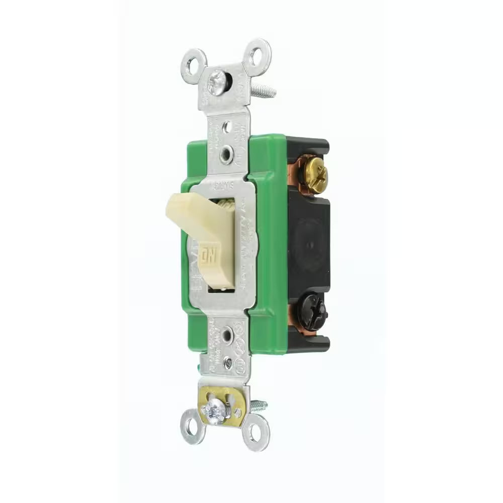 30 Amp Industrial Grade Heavy Duty Double-Pole Toggle Switch, Ivory 3032-2I