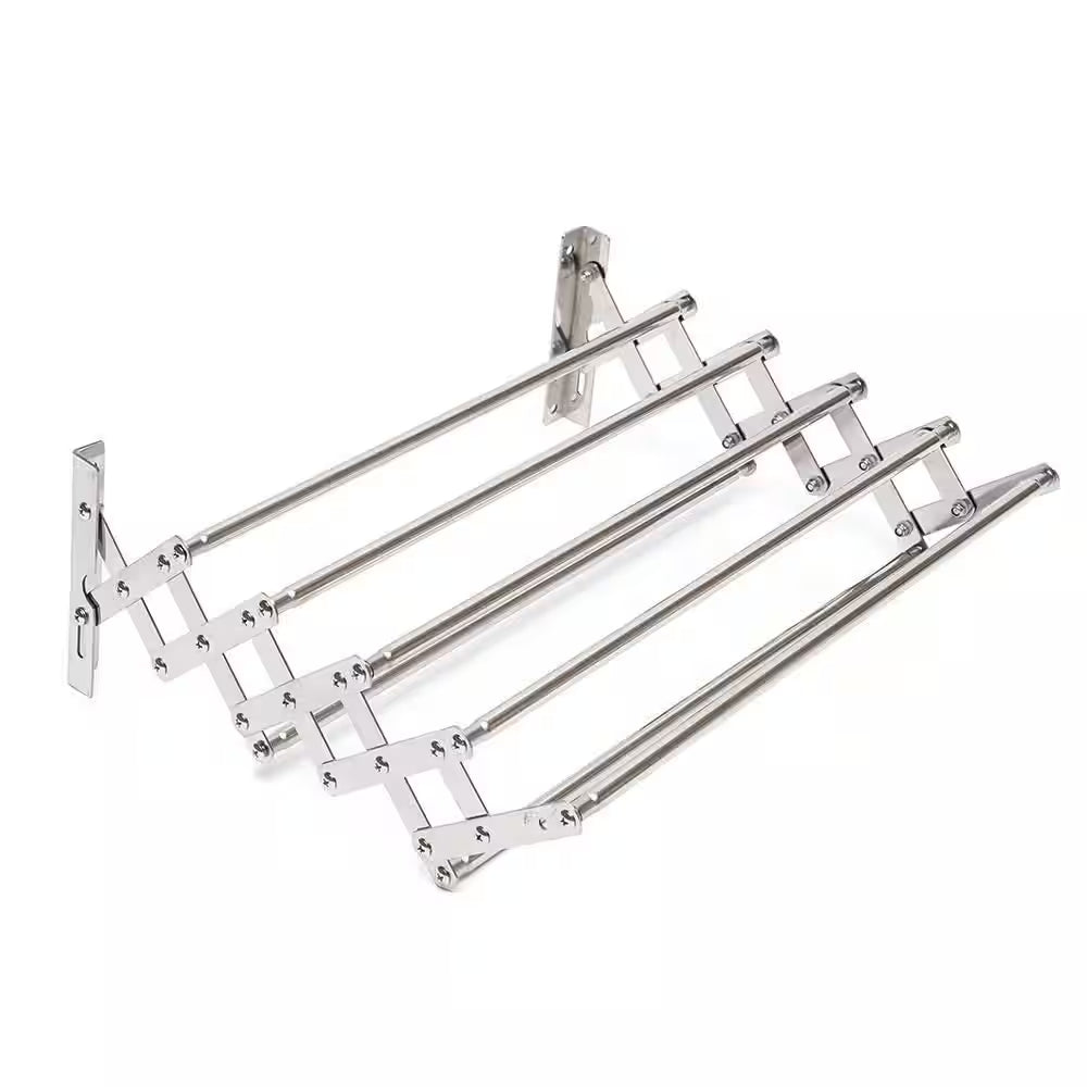 31.5 In. X 5.7 In. Silver Stainless Steel Folding Telescopic Towel Rack Garment Rack
