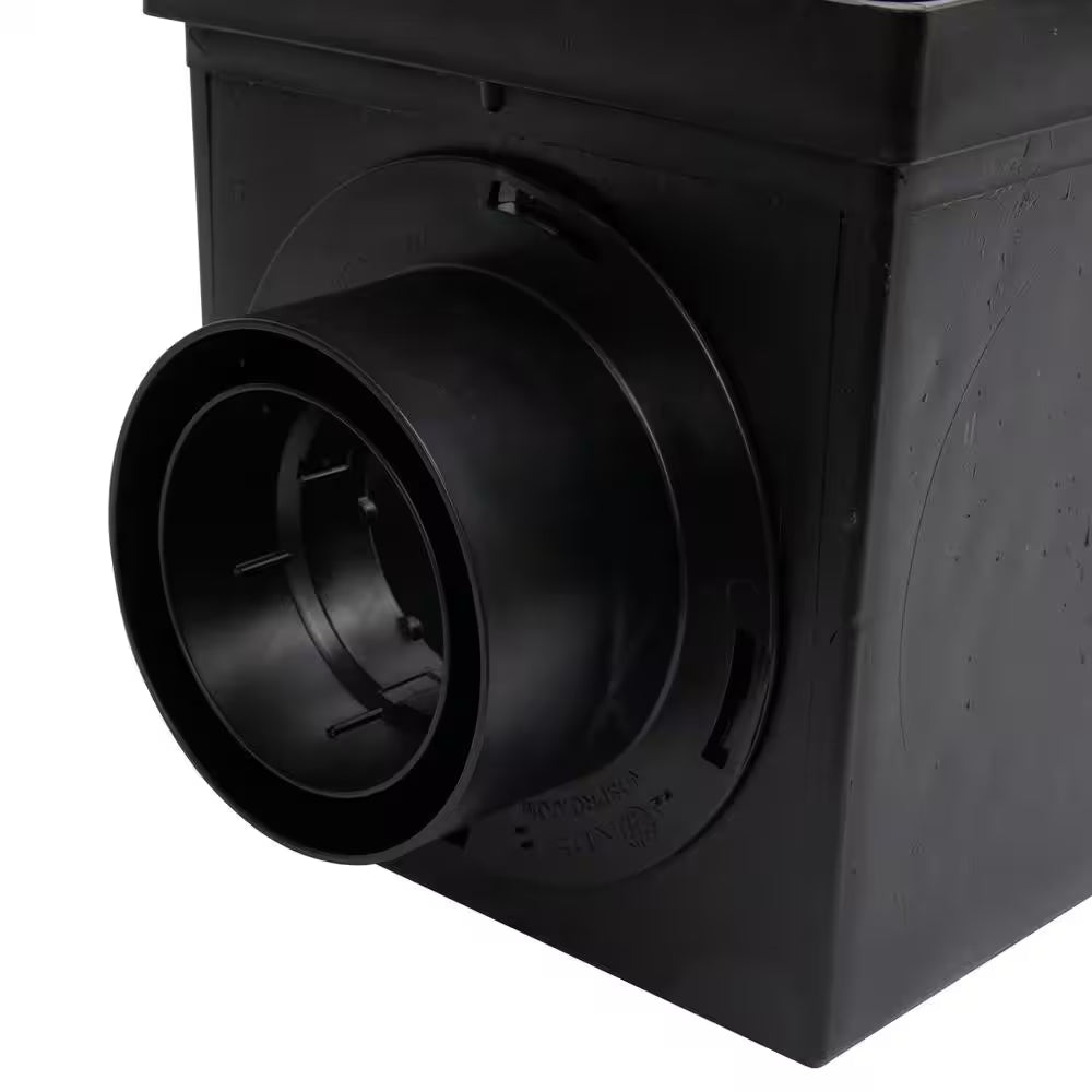 9 In. Square Catch Basin Drain Kit 2-Opening Basin, Black Plastic Grate, 2 Outlet Adapters and 1 Outlet Plug (4-Pack)