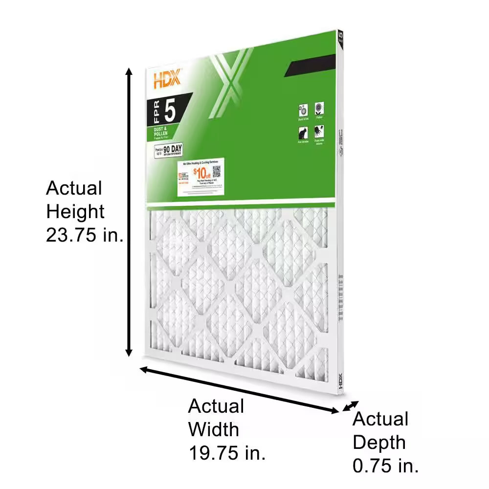 20 In. X 24 In. X 1 In. Standard Pleated Furnace Air Filter FPR 5, MERV 8 (3-Pack)